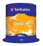 100 UNIDADES DVD-R VERBATIM ADVANCED AZO 16X 4.7GB TARRINA 43549