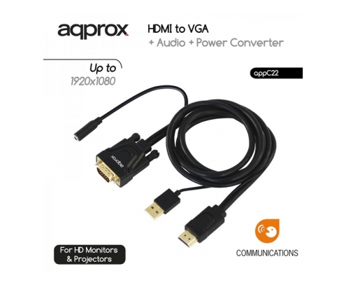 ADAPTADOR HDMI A VGA SONIDO Y VIDEO APPROX APPC22
