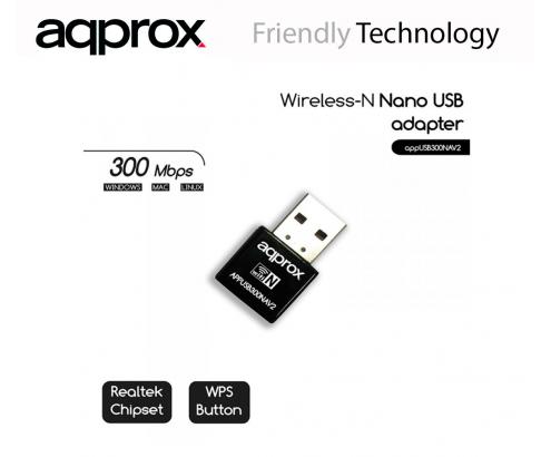 ADAPTADOR WIFI USB APPROX 300MBS NANO APPUSB300NAV2