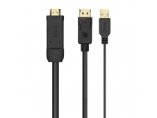 AISENS Cable Conversor Activo HDMI 2.0 + USB Alim. a DISPLAYPORT V1.2,...