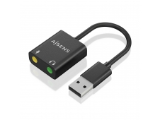 AISENS Conversor USB-A a Audio 48KHz, USB-A/M-2xJack 3.5/H, Negro, 10 ...