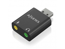 AISENS Conversor USB-A a Audio 48KHz, USB-A/M-2xJack 3.5/H, Negro