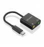 AISENS Conversor USB-C a Audio 48KHz, USB-C/M-2xJack 3.5/H, Negro, 10 cm