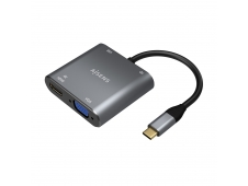 AISENS Conversor USB-C a VGA/HDMI 4K/USB3.0/USB-C PD, USB-C/M-VGA/H-HD...