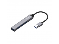 AISENS Hub USB 3.0 Aluminio, Tipo A/M - 4x Tipo A/H, Gris, 10cm