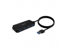 AISENS Hub USB 3.0, Tipo A/M-4x Tipo A/H, Negro, 60cm