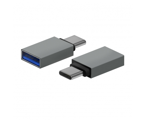 AISENS Mini Adaptador Aluminio USB 3.2 Gen1 3A, Tipo USB-C/M-A/H, Gris