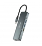 AISENS USB-C Dock 5 en 1, USB-C a 1xHDMI, 1xRJ45, 2xUSB, 1xPD, Gris, 15 cm