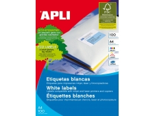 APLI 01279 Etiquetas para impresora autoadhesivas A4 blanco 
