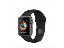 APPLE WATCH 3 GPS 38MM SPACE GREY ALUMINIUM CASE WITH BLACK SPORT BAND...