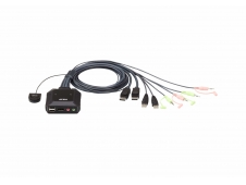 Aten Switch KVM formato cable DisplayPort USB de 2 puertos selector re...