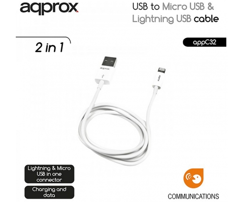 CABLE USB A MICRO USB Y LIGHTNING APPROX APPC32