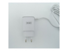 CARGADOR PARED 3GO 2 PUERTOS USB 5V 2A CABLE CON CONECTOR MICROUSB BLA...
