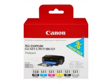 Cartcuho de tinta canon PGI-550PGBK + CLI551 6 piezas original multipa...