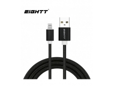 Eightt Cable USB a Lightning 1m trenzado de Nylon Negro. Carcasa de al...