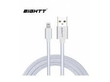 Eightt Cable USB a Lightning 1m trenzado de Nylon Plata. Carcasa de al...