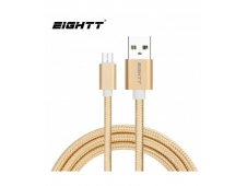 Eightt Cable USB a MicroUSB 1Mts trenzado de Nylon Oro. Carcasa de alu...