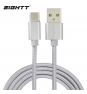 Eightt Cable USB a Type C 1Mts trenzado de Nylon Plata. Carcasa de aluminio