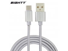 Eightt Cable USB a Type C 1Mts trenzado de Nylon Plata. Carcasa de alu...