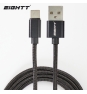 Eightt Cable USB a Type C 2Mts trenzado de Nylon Negro. Carcasa de aluminio
