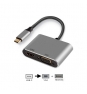 Ewent EW9700 adaptador de cable de vÍ­deo 0,15 m USB Tipo C HDMI + VGA (D-Sub) Negro, Plata