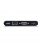 Ewent HUB de interfaz USB 3.2 Gen 1 (3.1 Gen 1) Type-C HDMI VGA 5000 Mbit/s Negro