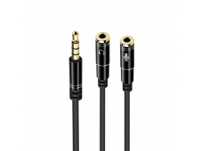 EWET cable de audio 3,5mm Macho/2 x 3,5mm Hembra 0,3 m Negro