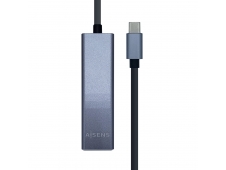 HUB USB AISENS CONECTORES 1X USB TIPO-C MACHO A 3X USB-A HEMBRA + ADAP...