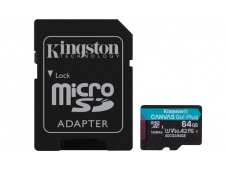 MEMORIA MICROSDXC KINGSTON CANVAS GO PLUS 64GB + ADAPTADOR NEGRO SDCG3...