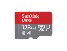 Memoria microsdxc sandisk ultra flash 128gb UHS-I a1 gris rojo SDSQUNR...