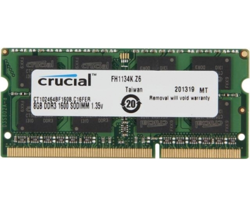 MEMORIA SODIMM CRUCIAL 8GB DDR3 1600MHz CT102464BF160B