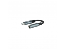 Nanocable Cable Adaptador Audio USB-C/M a Jack 3.5/H, 11 cm, Negro/Gri...