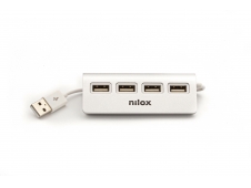 Nilox HUB sobremesa de aluminio con 4 puertos USB 2.0 480 Mbit/s Gris