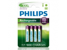 Philips Pilas Recargables 700mAh AAA HR03 Pack 4 Unidades R03B4A70/10