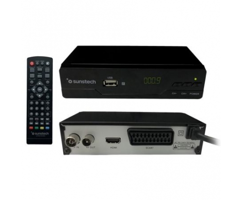 RECEPTOR TDT SUNSTECH DVB-T2 AUTOBUSQUEDA CANALES USB GRABADOR HDMI SC...
