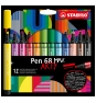 STABILO Pen 68 MAX rotulador Beige, Negro, Azul, Marrón, Verde, Azul claro, Verde claro, Naranja, Rosa, Púrpura, Rojo, Violeta, Amarillo 12 pieza(s)