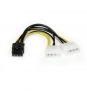 StarTech.com Cable Adaptador de Alimentación de LP4 a PCI Express PCIe de 8 Pines para Tarjeta Gráfica - 15cm Negro Amarillo