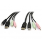StarTech.com Cable Conmutador KVM USB DisplayPort 4 en 1 c/ Audio y Micrófono - 6 pies Negro 