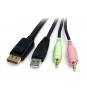 StarTech.com Cable Conmutador KVM USB DisplayPort 4 en 1 c/ Audio y Micrófono - 6 pies Negro 