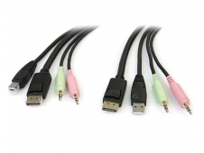 StarTech.com Cable Conmutador KVM USB DisplayPort 4 en 1 c/ Audio y Mi...