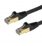 StarTech.com Cable de 0,5m de Red Ethernet RJ45 Cat6a Blindado STP - Cable sin Enganche Snagless - Negro