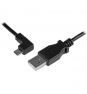StarTech.com Cable de 0.5m USB 2.0 Tipo-A macho a Micro USB B Acodado a la Izquierda para Carga y Sincronización de Smartphones o Tablets negro