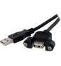 StarTech.com Cable de 91cm USB 2.0 para Montar Empotrar en Panel - Extensor  USB Tipo-A Macho a Hembra - Negro