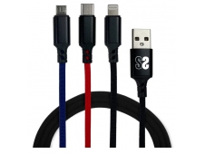SUBBLIM Cable Premium 3 in 1 USB A - (Micro USB+Type C+Lightning) 1 m ...
