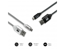 SUBBLIM PACK 2 Cable USB C/USB A 1 m Negro, Gris, Blanco